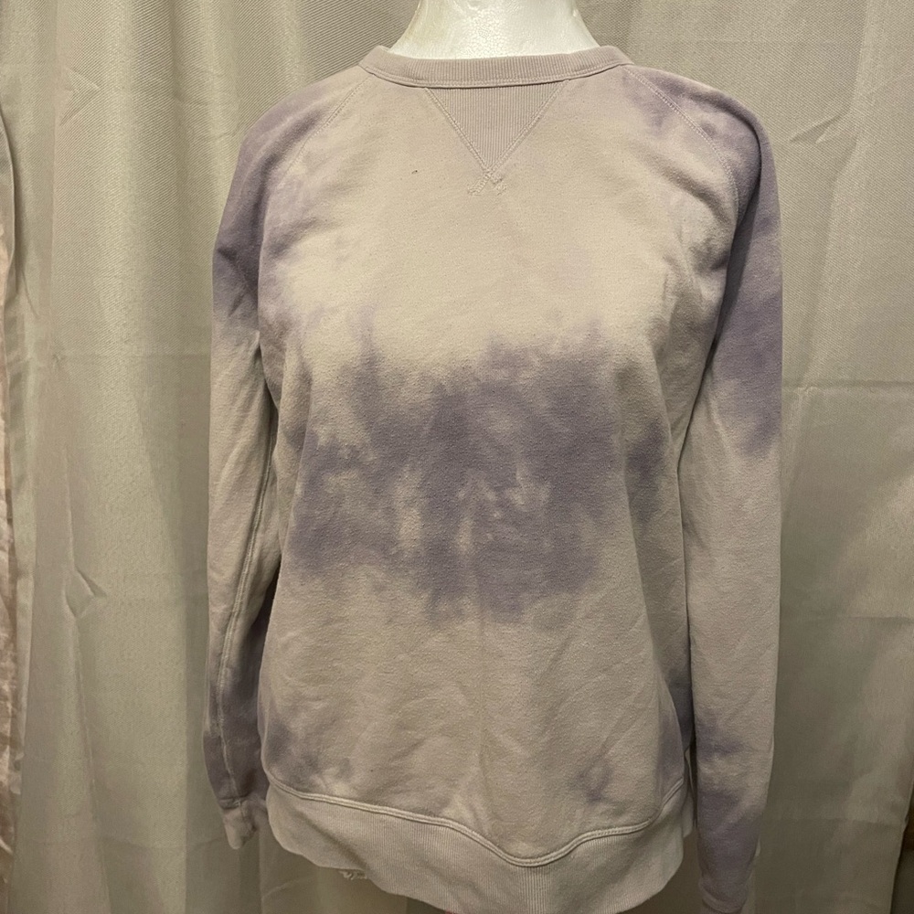 Purple and Cream Crew Neck Sweater with Tie-Dye Effect